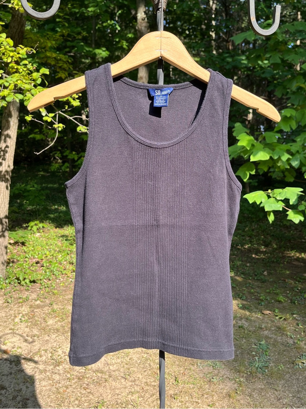 90s SO… Ribbed Cotton Black Tank Top Retro Athleisure Sporty Size M Basics